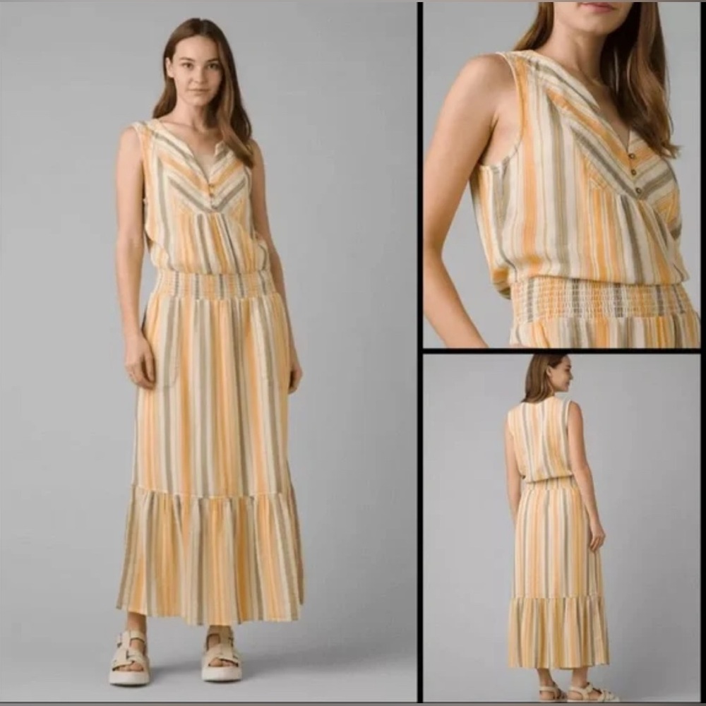 PrAna Striped Sleeveless Maxi Dress